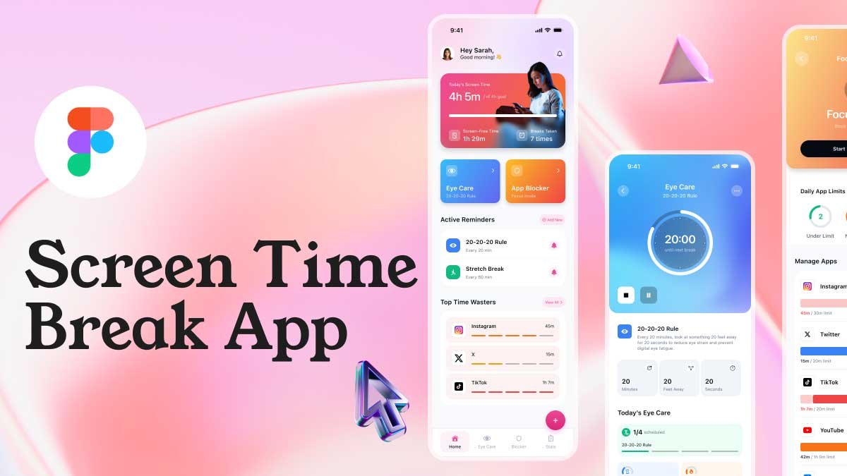 Screen Time Break App Free Figma UI Design