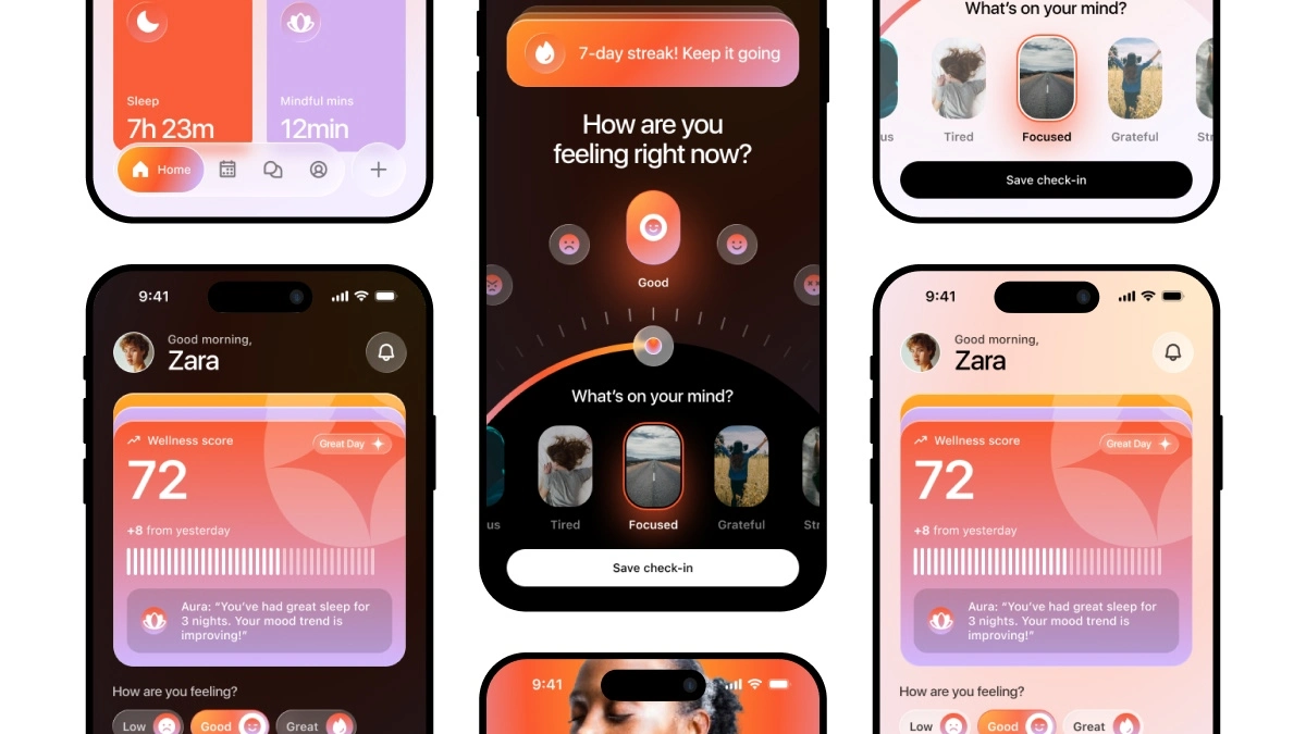 AI Wellness App Figma UI Kit for 3 screens